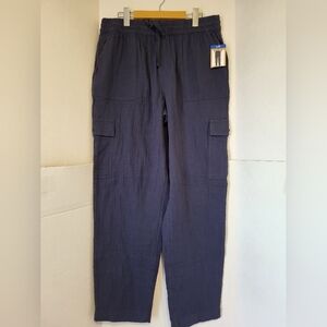 BearPaw Dark Blue Cargo Pull Up Pants, Size Large